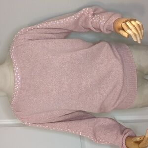 Vintage Relin Of San Francisco Soft Pink Silk Sweater Sequin Accents SZ M